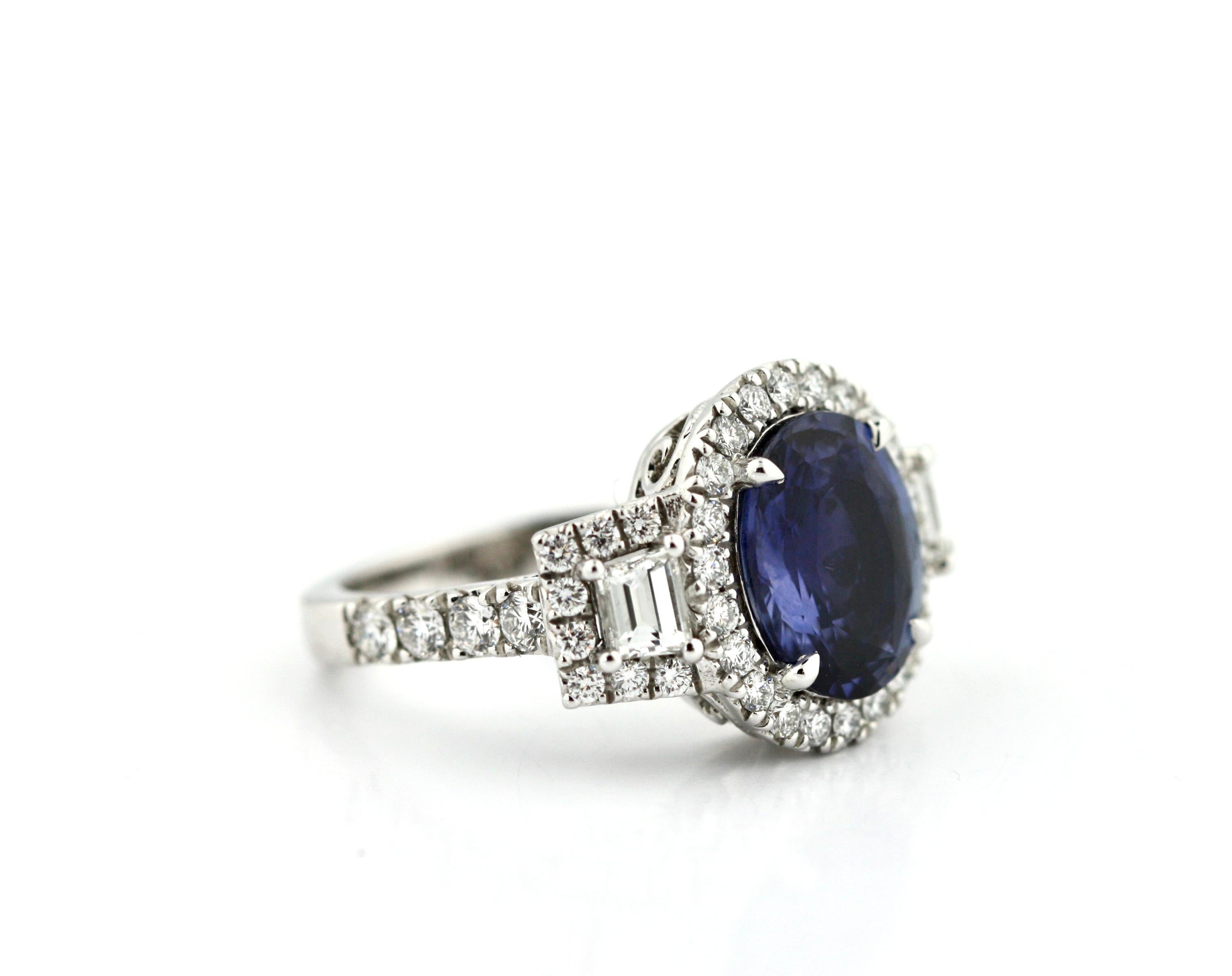 Oval Cut Sapphire and Diamond Ring