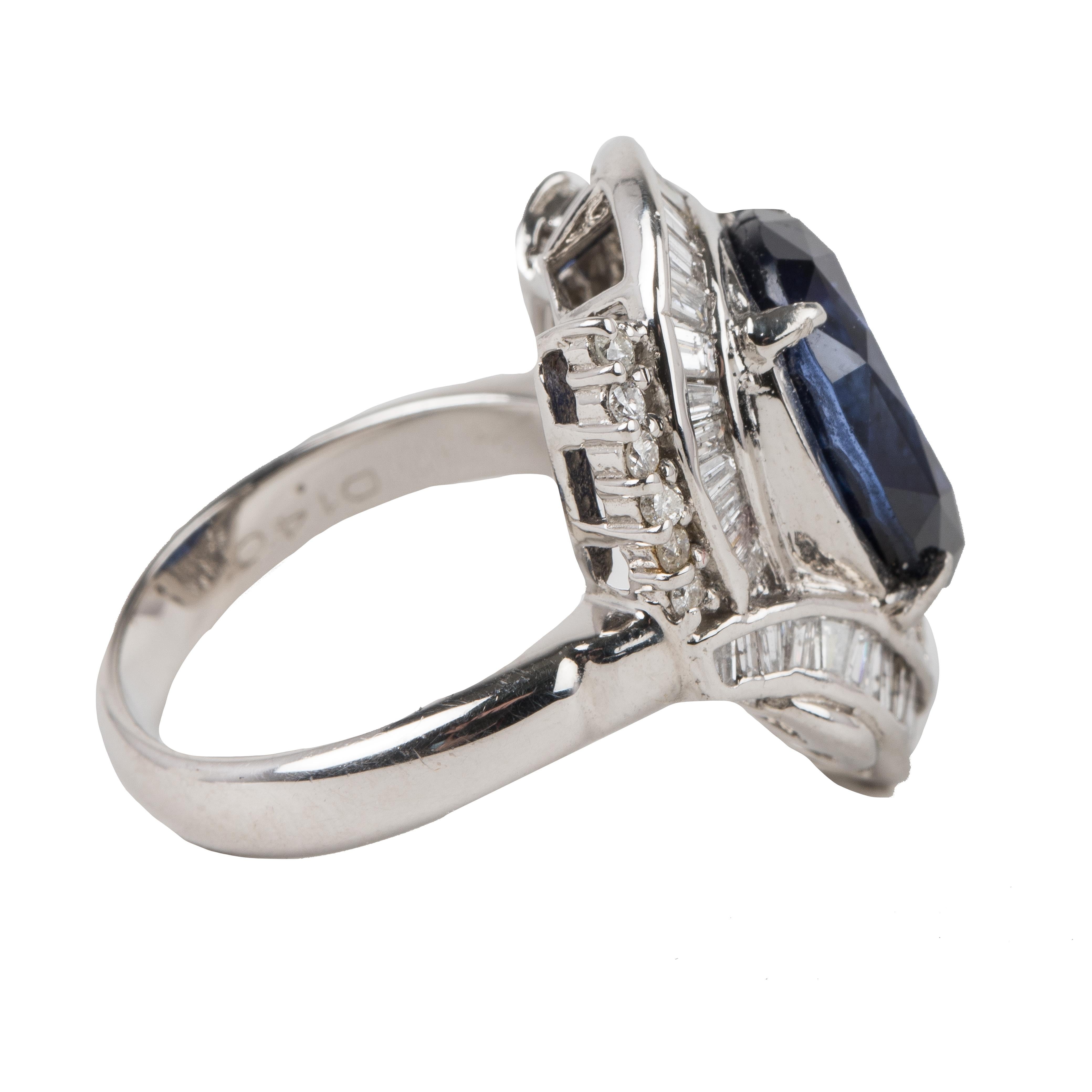 Modern Sapphire and Diamond Ring For Sale