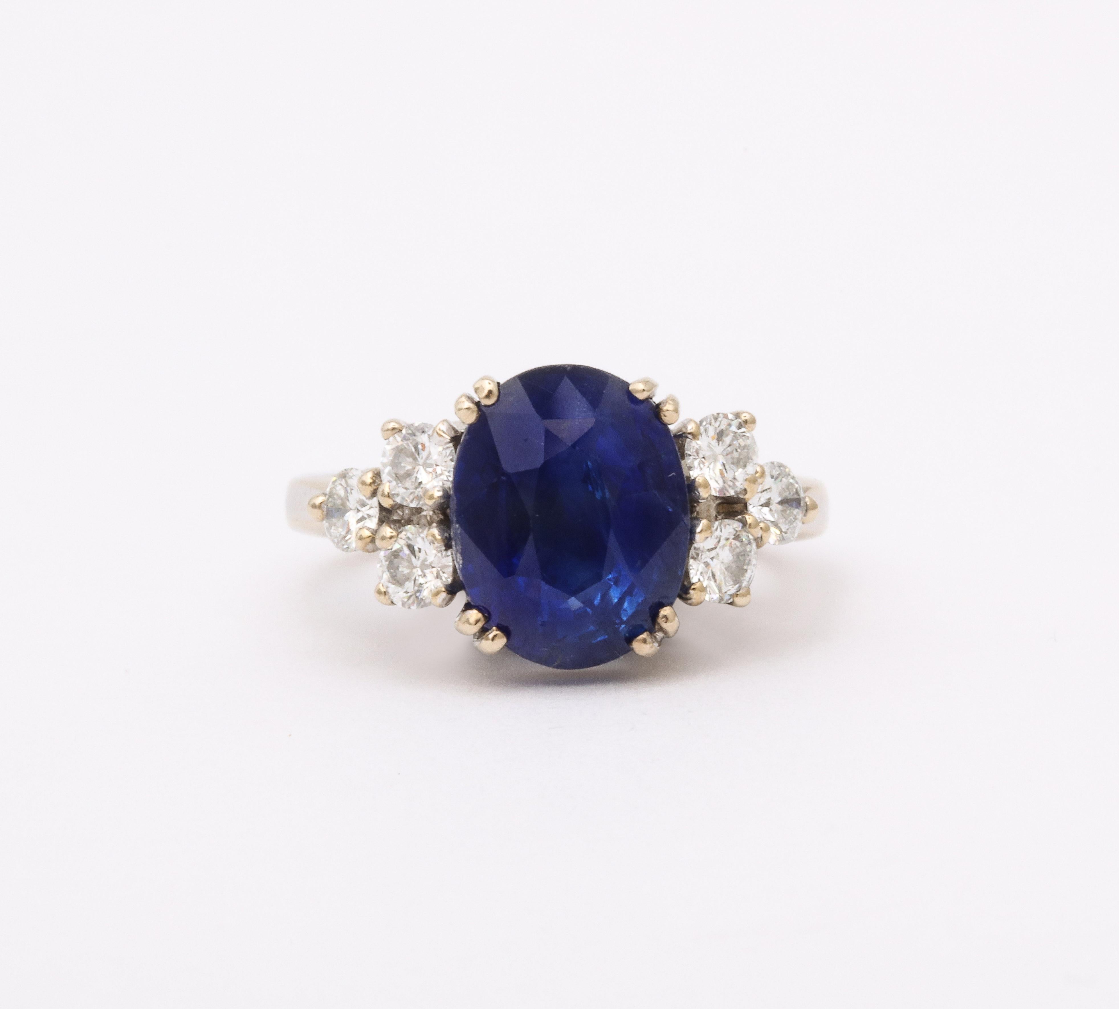 Oval Cut Sapphire and Diamond Ring  For Sale