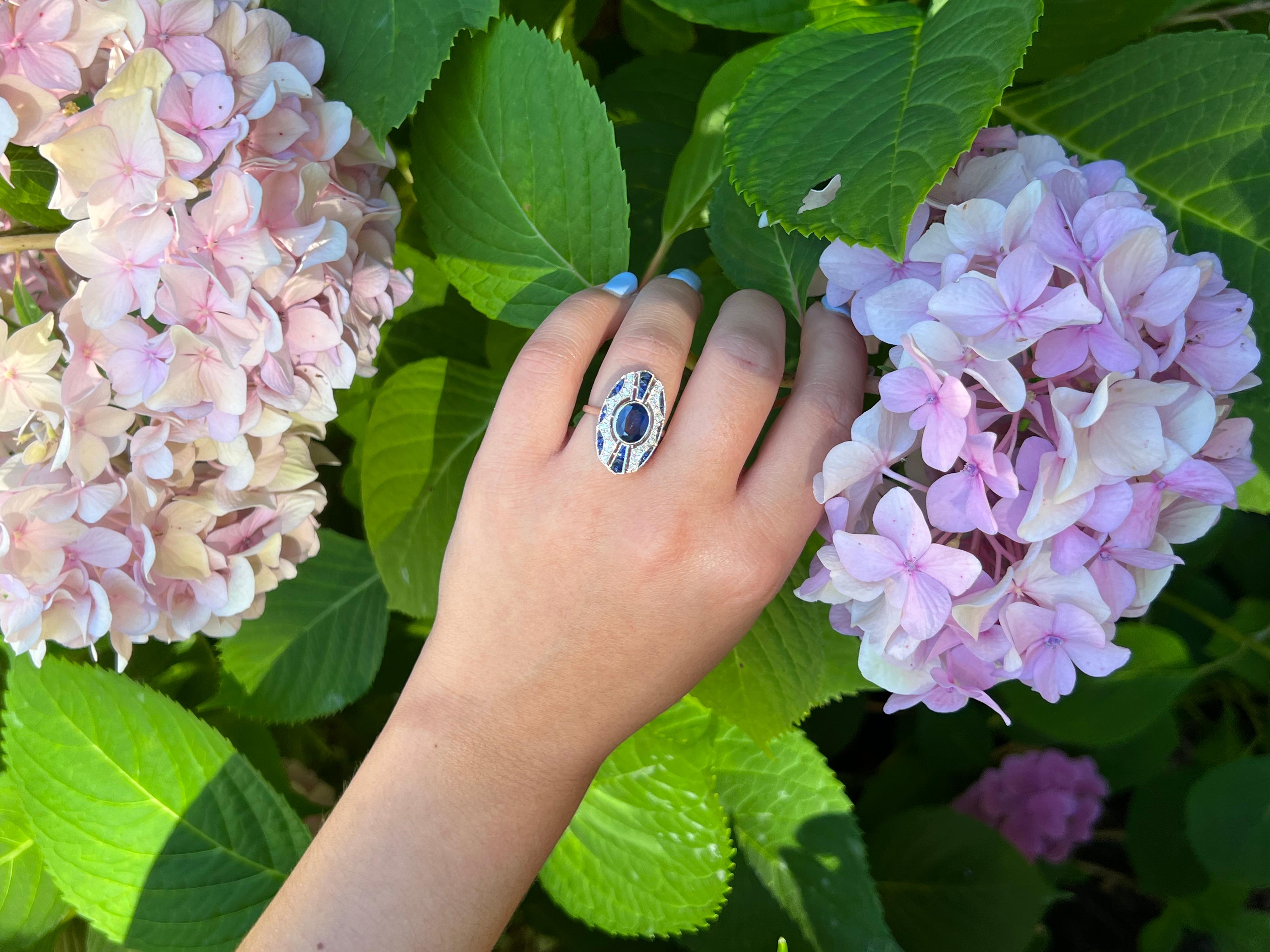 Oval Cut Sapphire and Diamond Ring