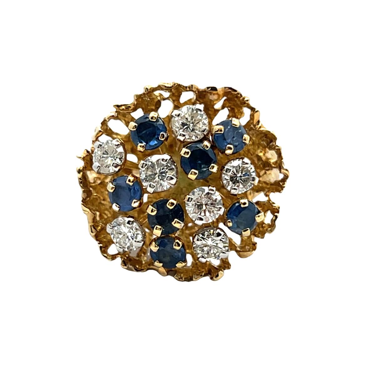 Sapphire and Diamond Flower Bouquet Ring In Excellent Condition For Sale In New York, NY