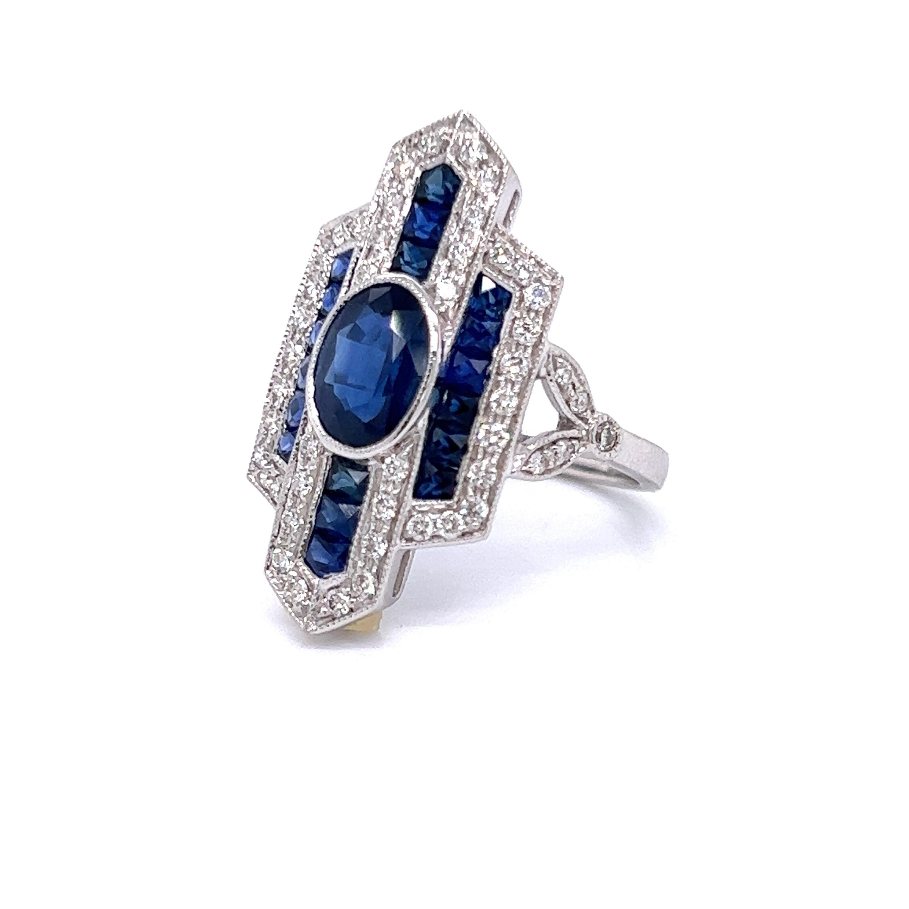 Sapphire and Diamond Ring In New Condition In Derby, NY
