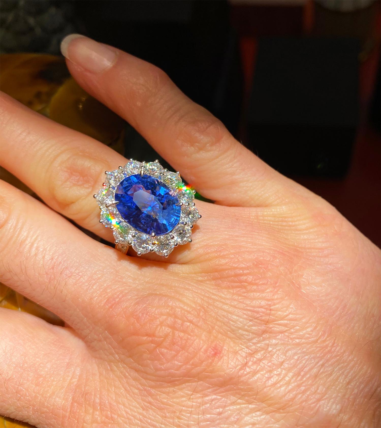 Women's or Men's Sapphire and Diamond Ring