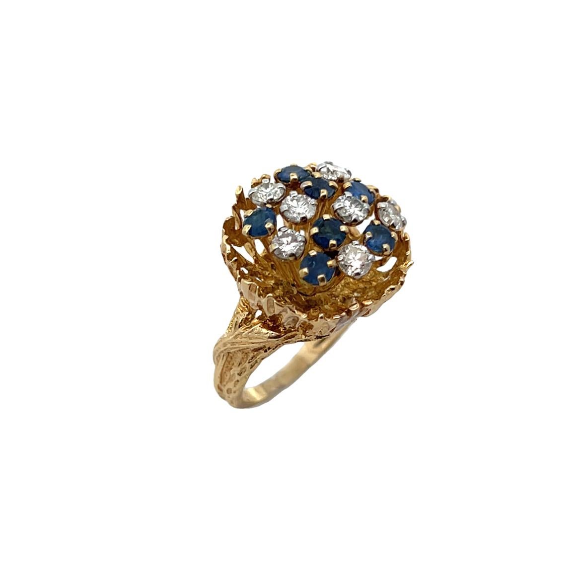 Women's Sapphire and Diamond Flower Bouquet Ring For Sale
