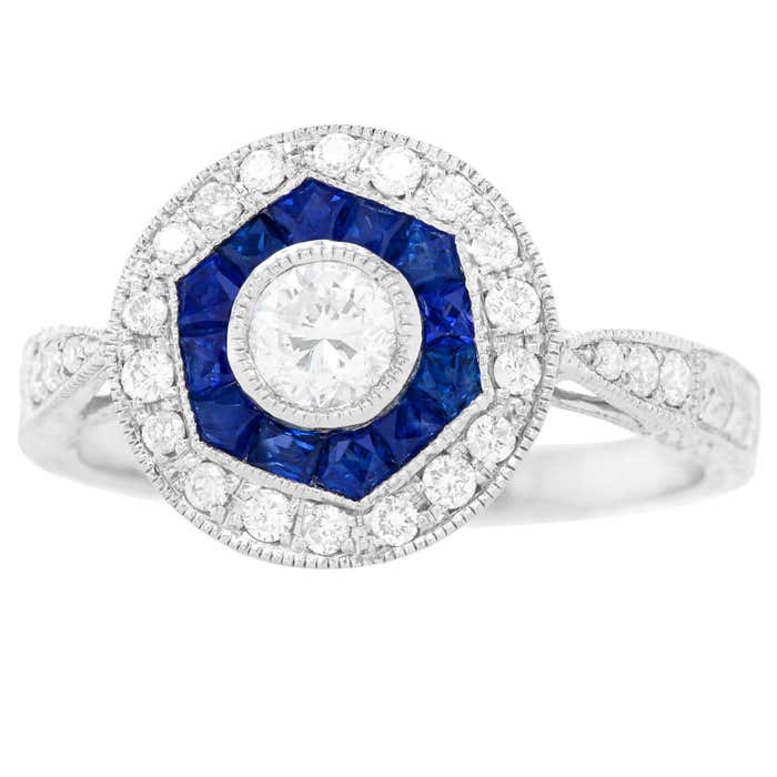 Sapphire and Diamond Ring at 1stDibs