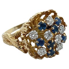 Sapphire and Diamond Flower Bouquet Ring