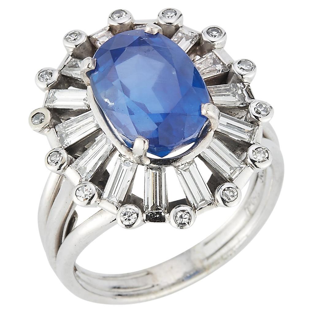 Certified Burmese Sapphire and Diamond Ring