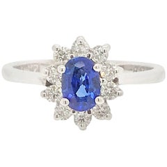 Sapphire and Diamond Ring in 14 Karat White Gold