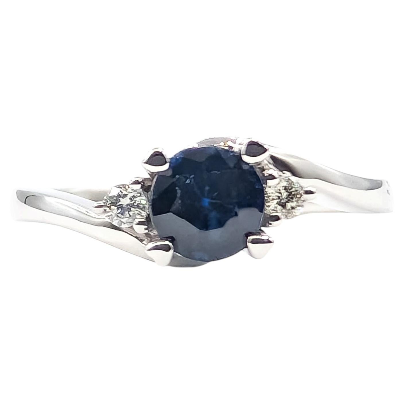 Sapphire and Diamond Ring in 14k White Gold
