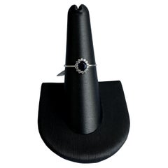 Saphir- und Diamantring aus 14 Karat Weißgold mit 0,50 Karat blauem Saphir, neu
