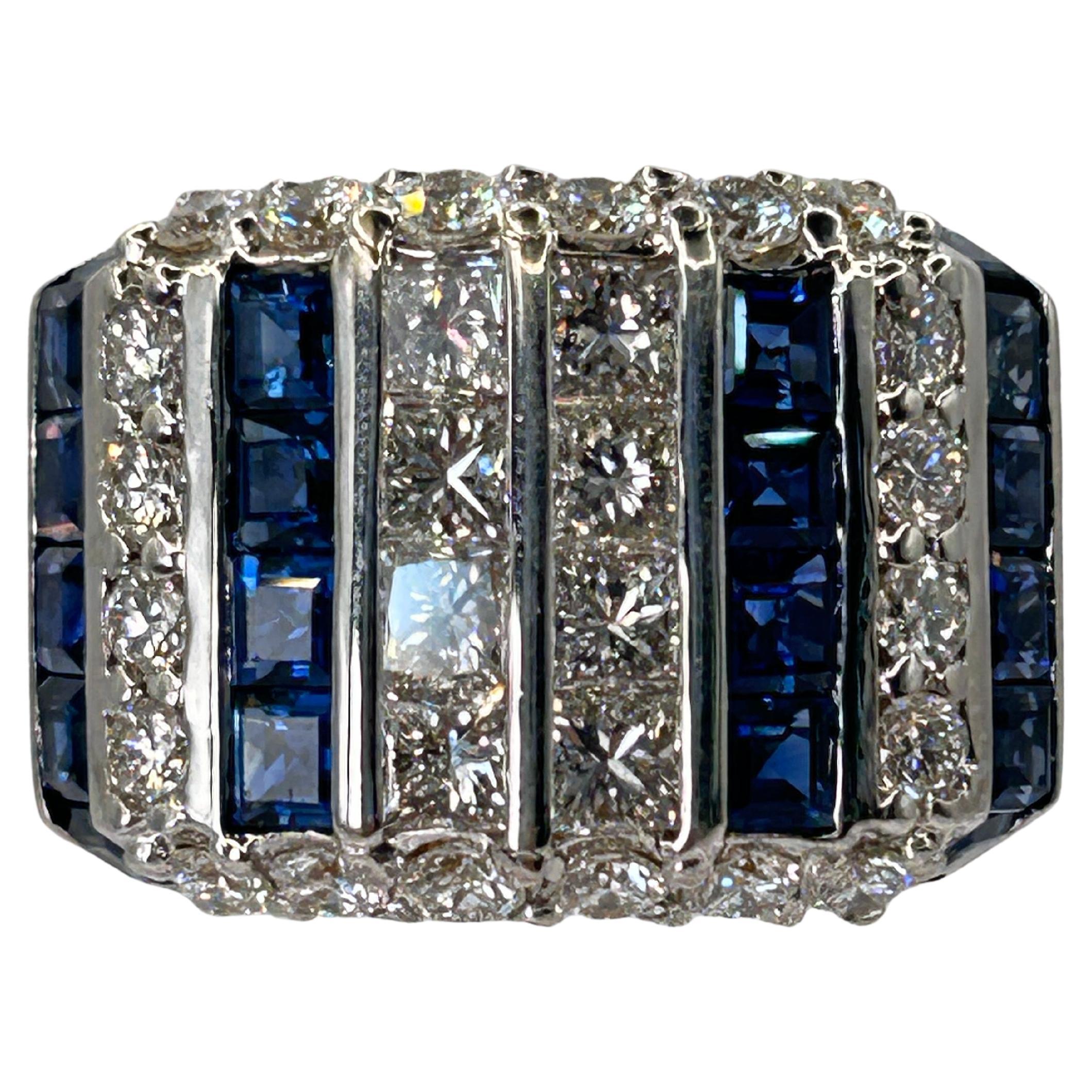 Sapphire and Diamond Ring in 18 Karat White Gold