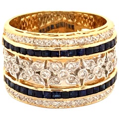 Sapphire and Diamond Ring in 18 Karat Yellow and White Gold