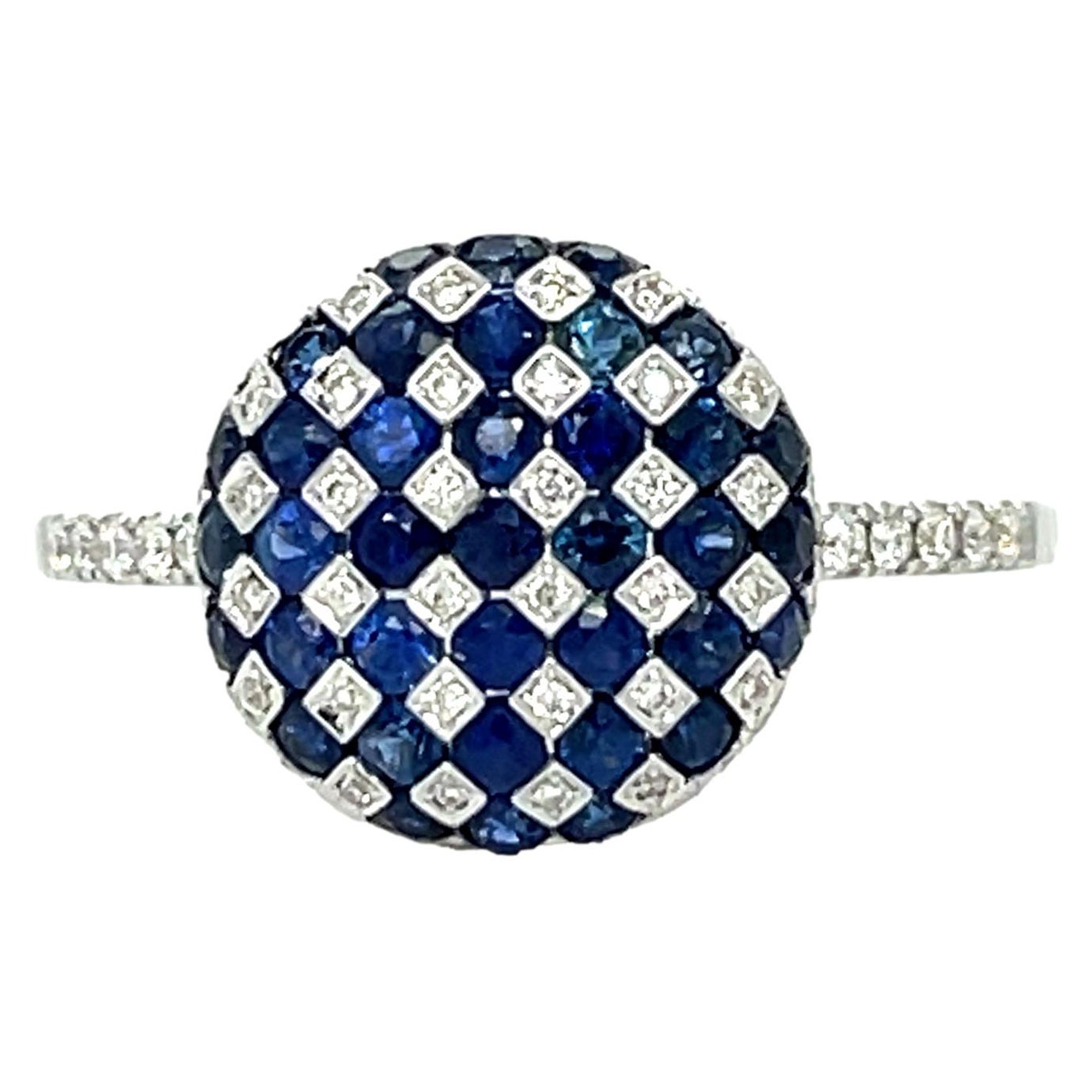 Saphir- und Diamantring aus 18KW Gold im Angebot