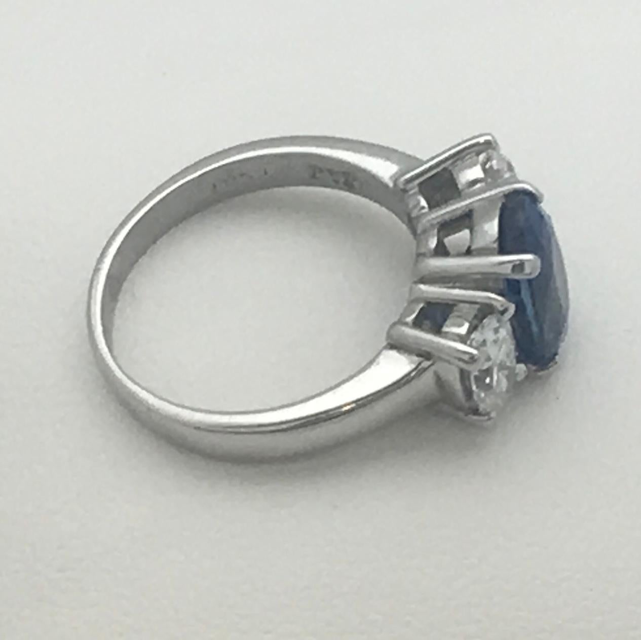Oval Cut Sapphire and Diamond Ring Set in Platinum For Sale