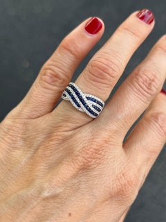 Sapphire and Diamond Rope Twist Band Ring