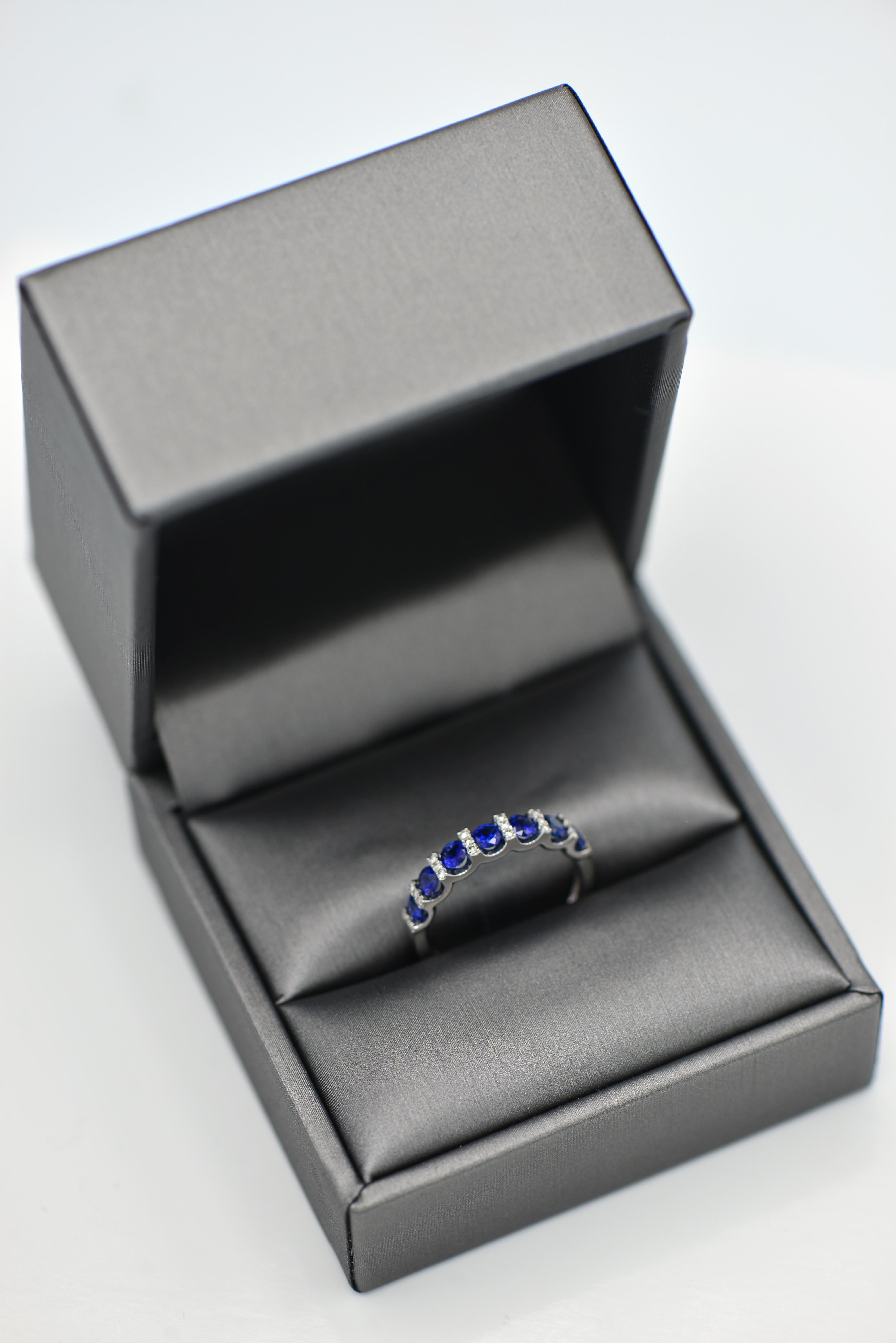Contemporary Sapphire and Diamond Row Band For Sale