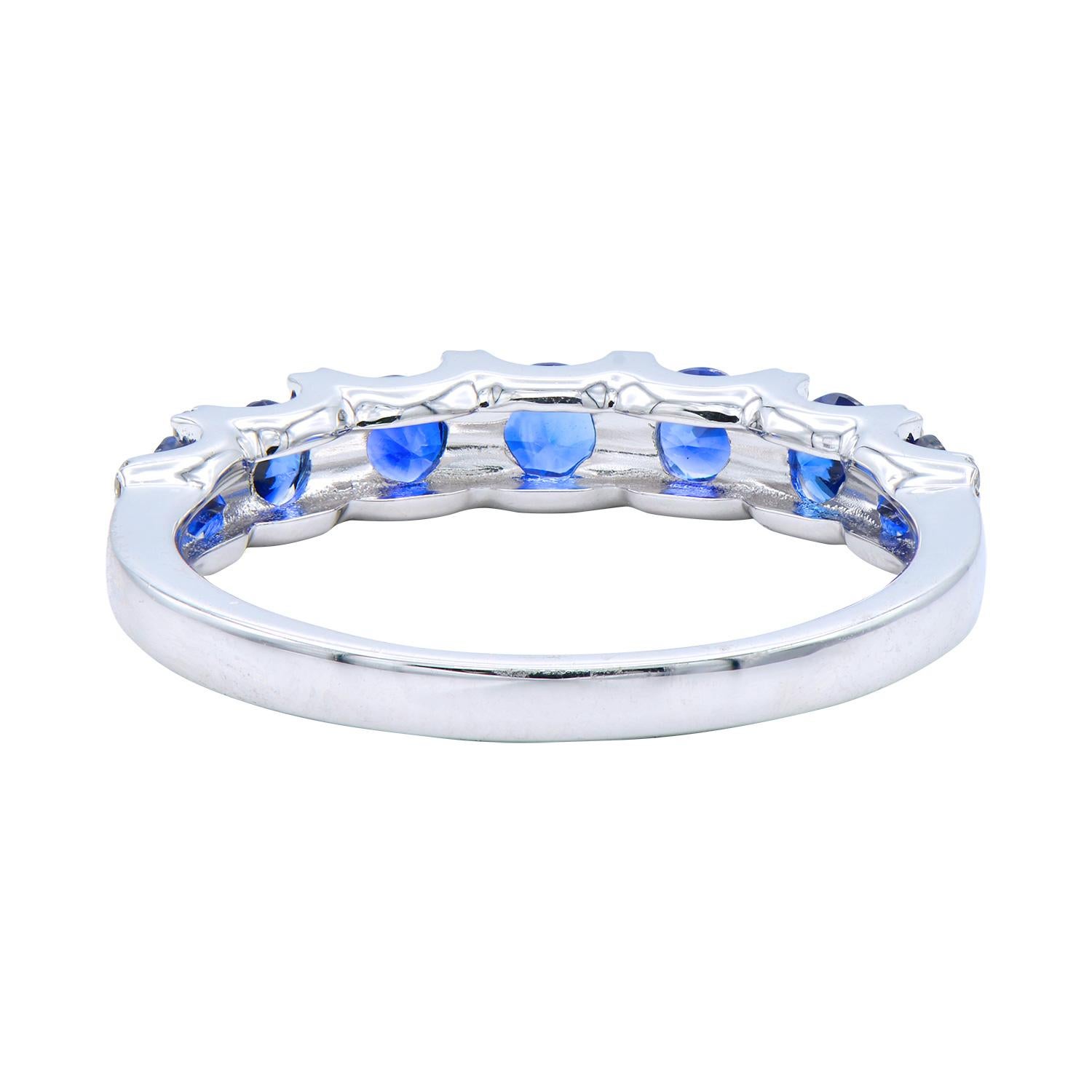 Round Cut Sapphire and Diamond Row Band For Sale