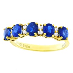 Sapphire and Diamond Set Gold Band