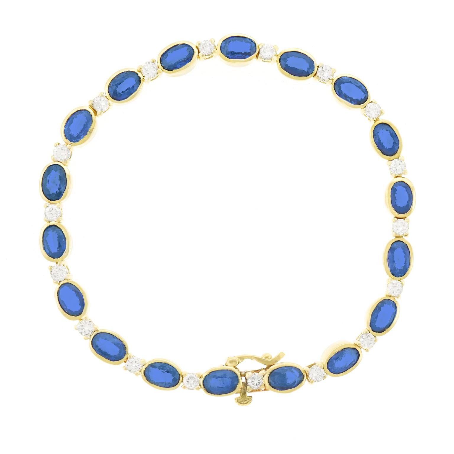 Brilliant Cut Sapphire and Diamond-Set Gold Bracelet