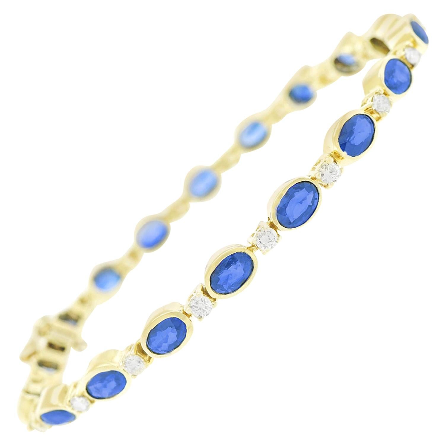 Sapphire and Diamond-Set Gold Bracelet