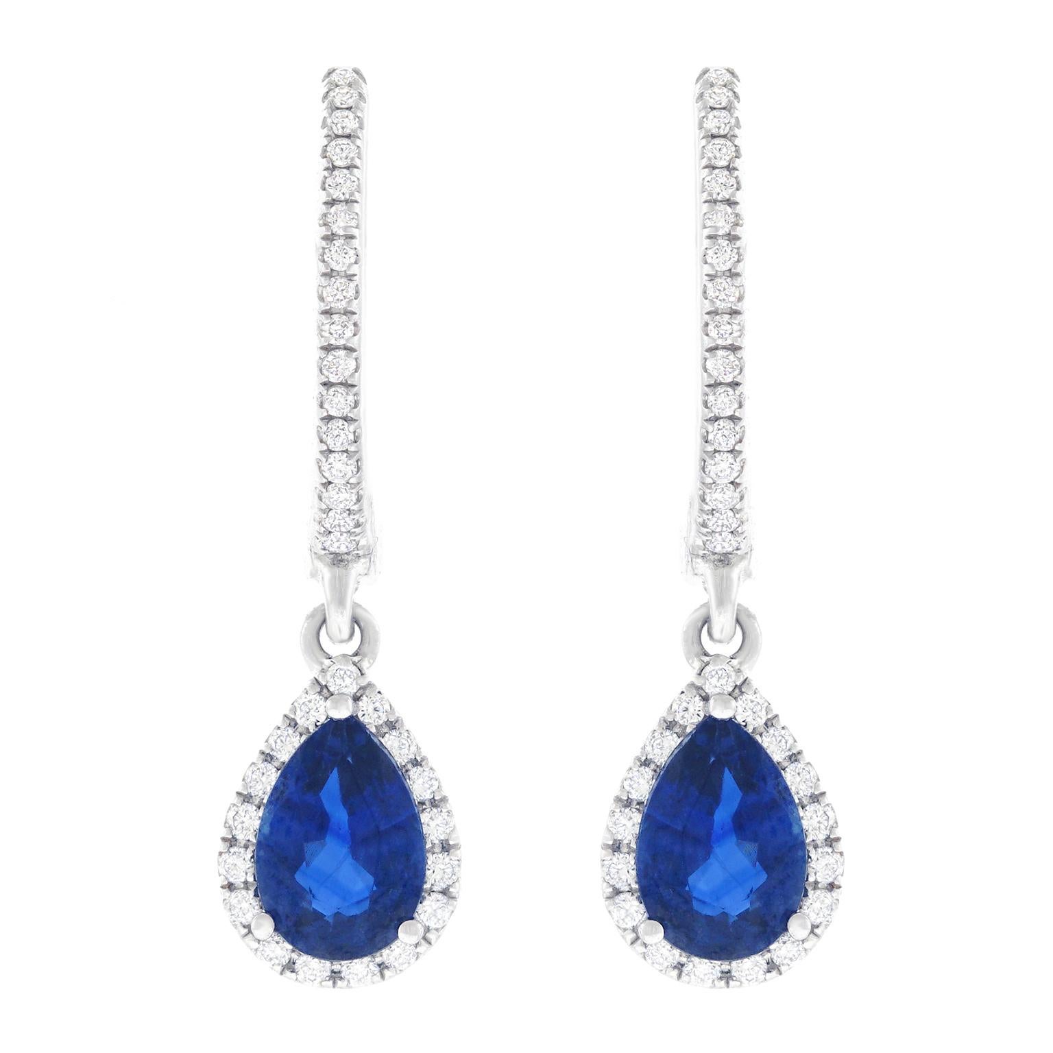 Sapphire and Diamond Set Gold Drop Earrings 1