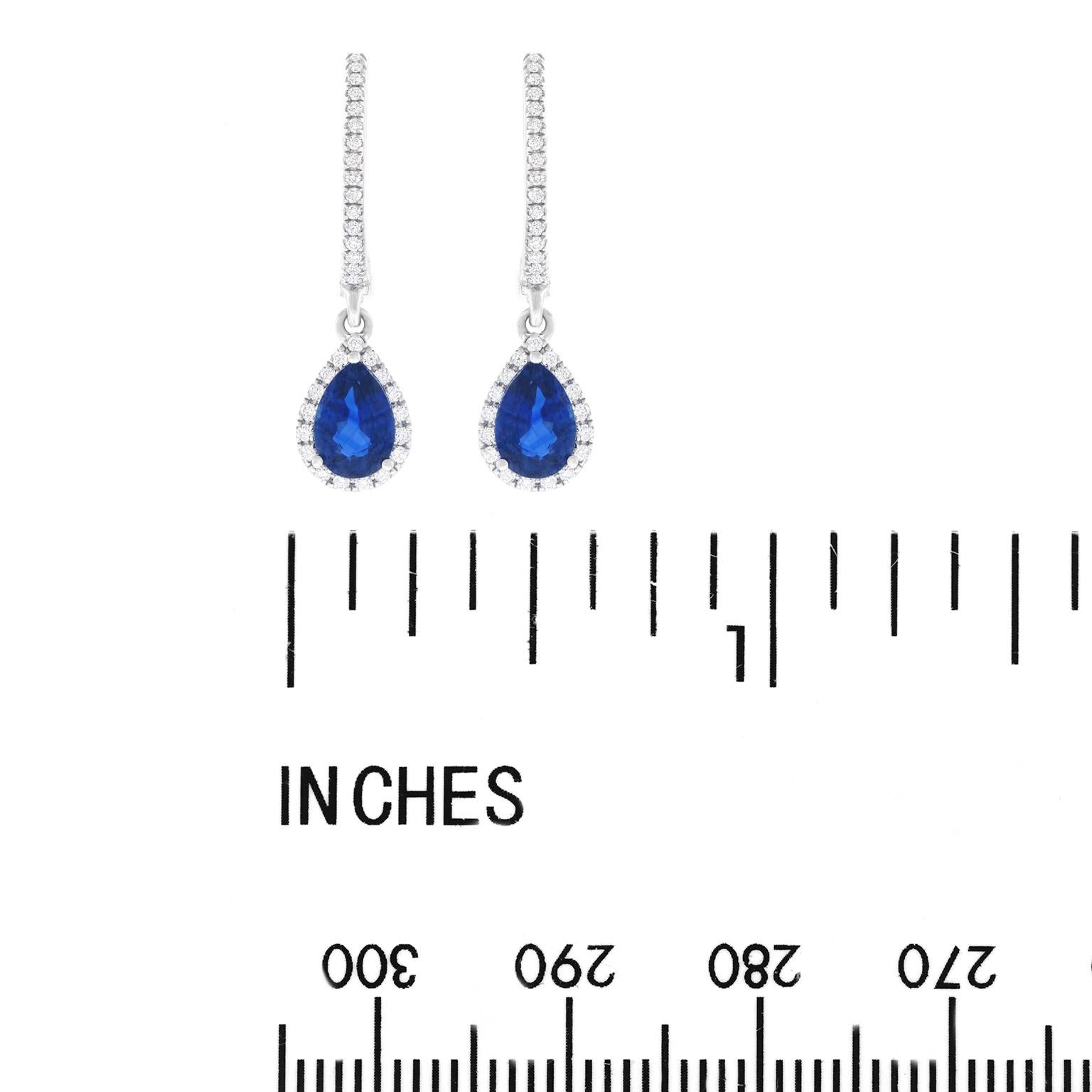 Sapphire and Diamond Set Gold Drop Earrings 2