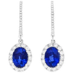 Sapphire and Diamond Set Gold Drop Earrings
