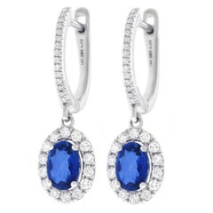 Sapphire and Diamond Set Gold Drop Earrings