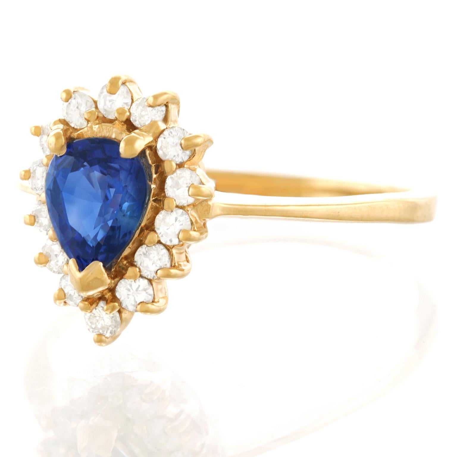 Sapphire and Diamond Set Gold Ring In Excellent Condition In Litchfield, CT