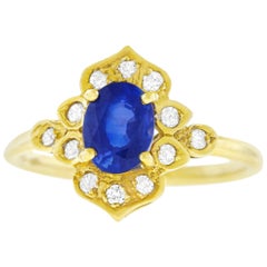Sapphire and Diamond Set Gold Ring
