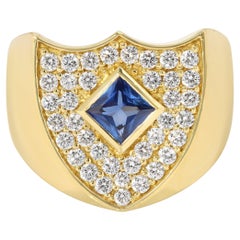 Sapphire and Diamond Shield Ring
