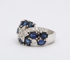 Sapphire and Diamond Shooting Star Cocktail Ring