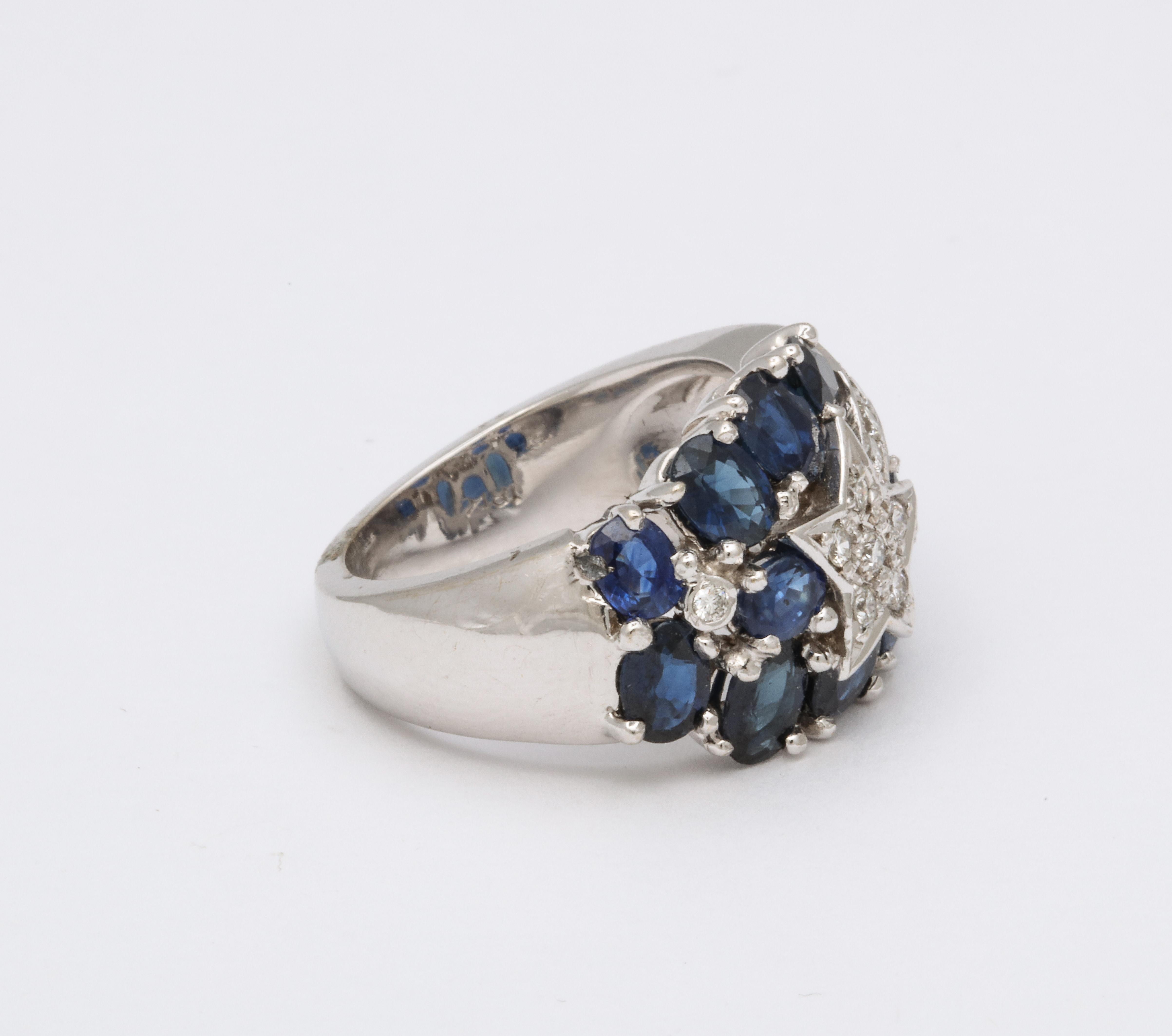 Oval Cut Sapphire and Diamond Shooting Star Cocktail Ring For Sale