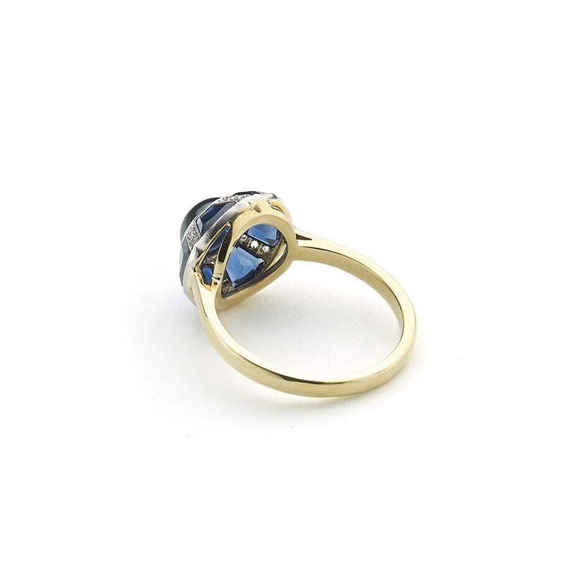 Art Deco Sapphire and Diamond Silver Upon Gold Ring