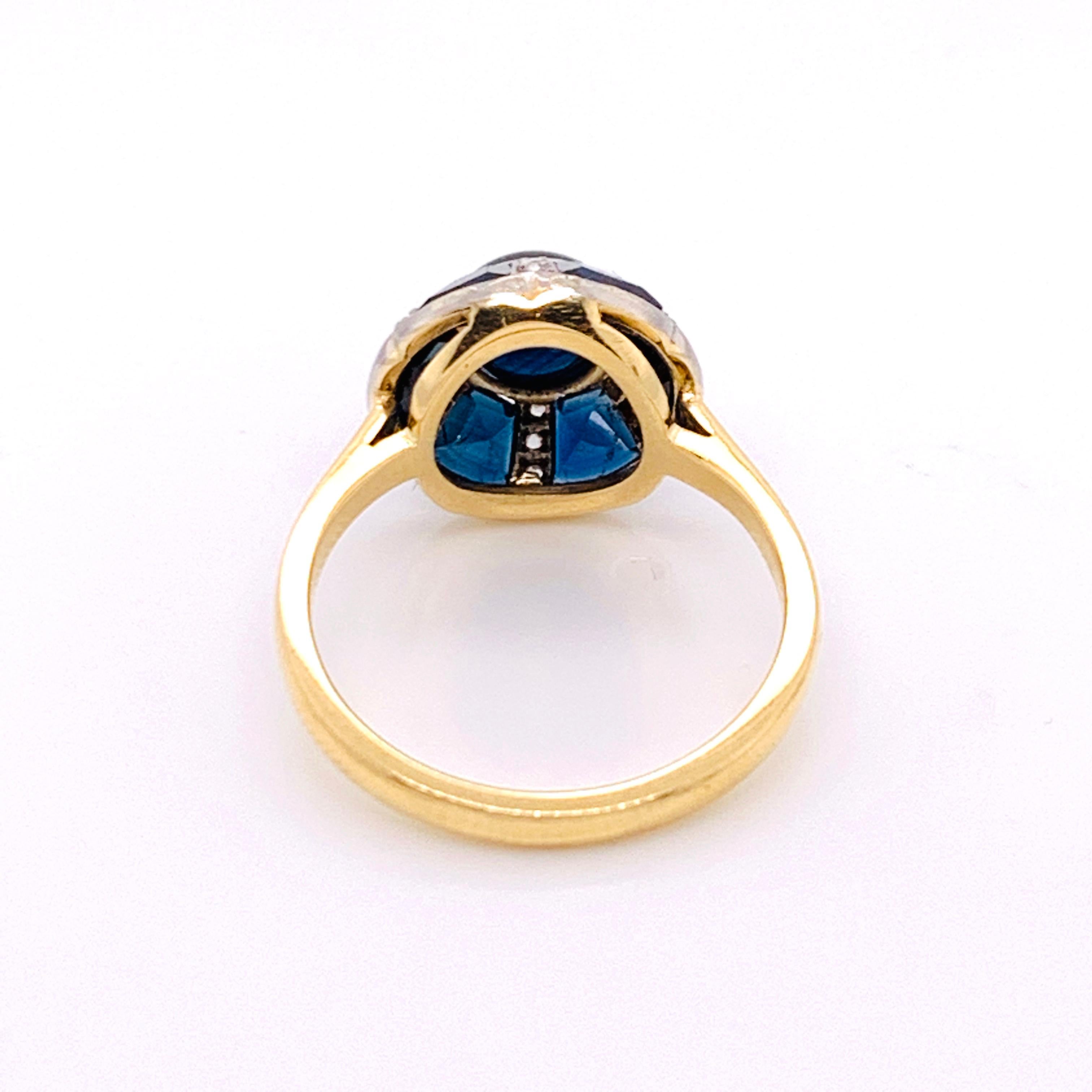 Women's Sapphire and Diamond Silver Upon Gold Ring