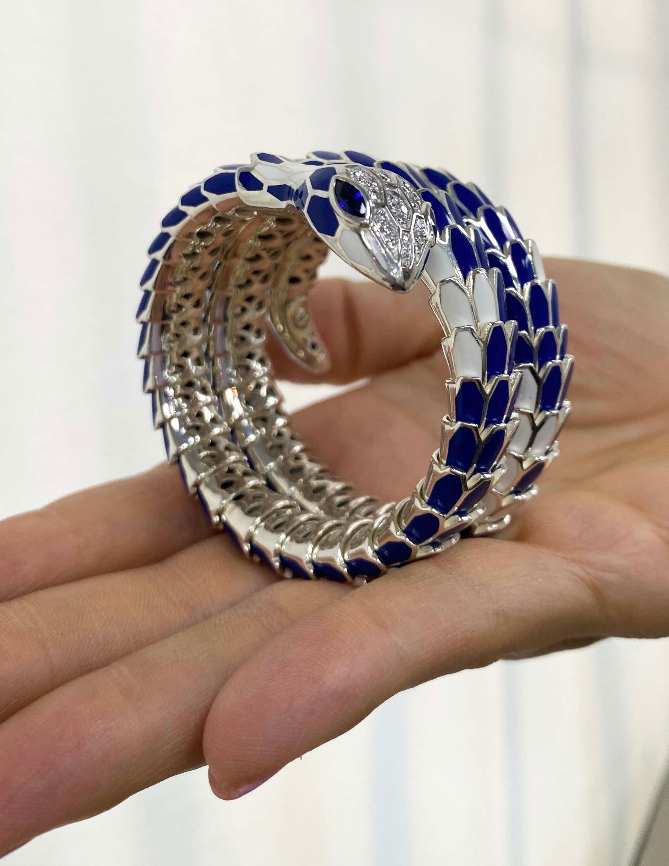 Sapphire and Diamond Snake Bracelet, Italy 2