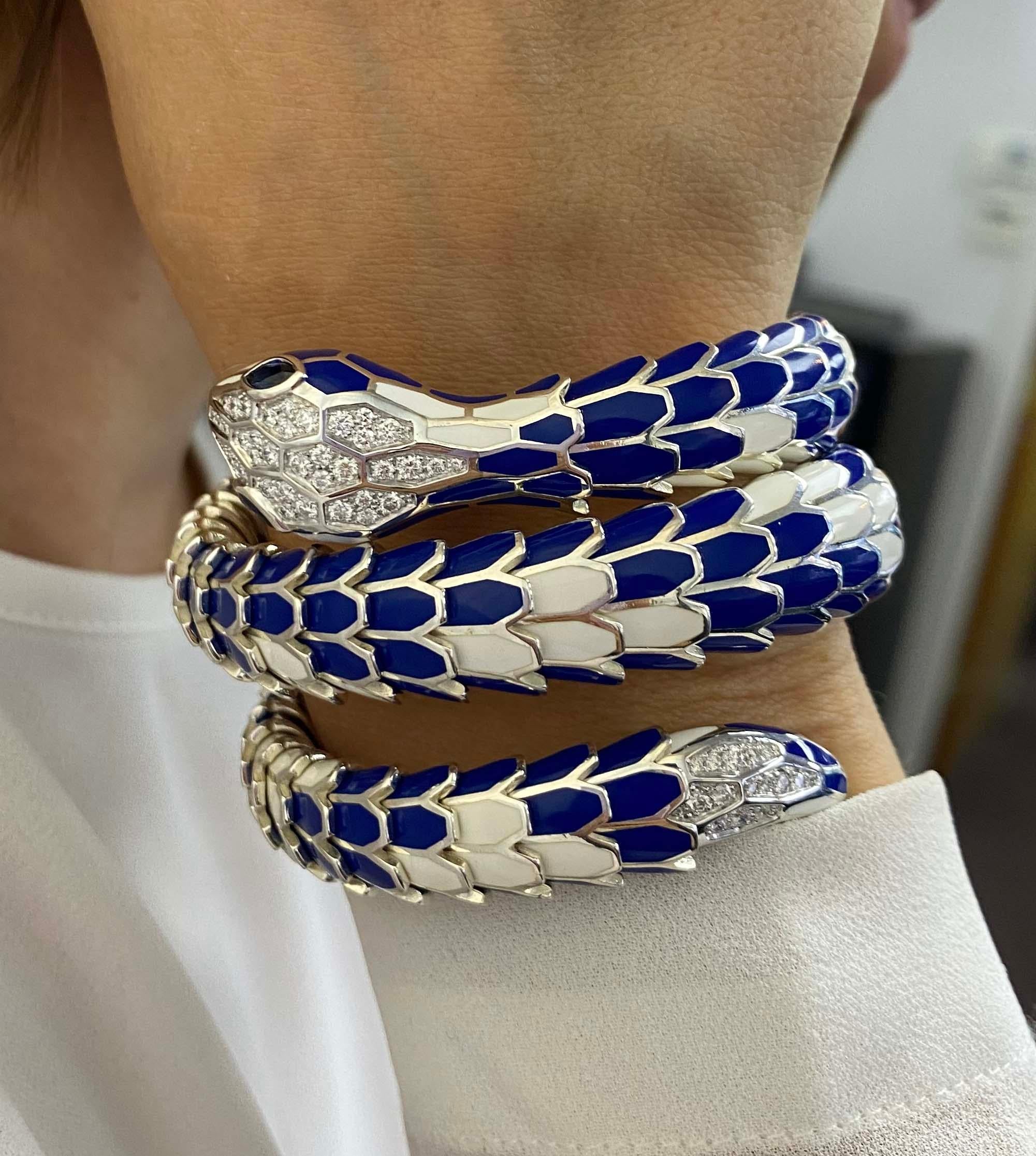 Sapphire and Diamond Snake Bracelet, Italy 3