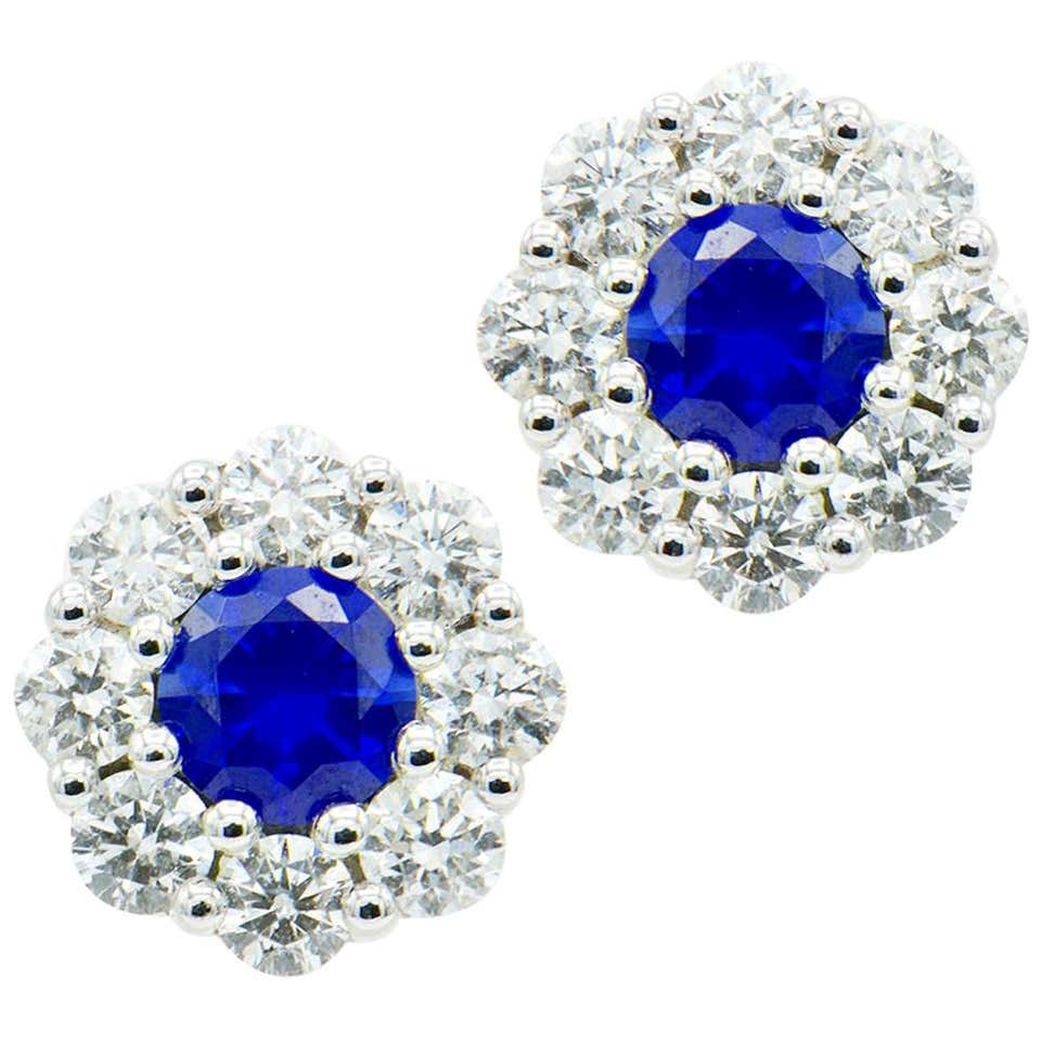 Sapphire and diamond stud earrings Clearance