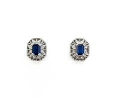 Pendientes de zafiro y diamante en oro blanco de 14k