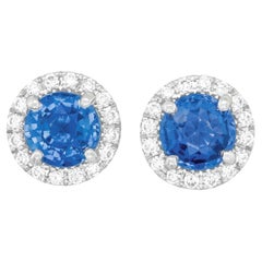 Sapphire and Diamond Stud Earrings in Platinum