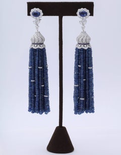 Sapphire and Diamond Tassel Earrings