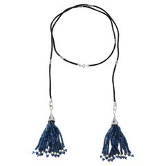 Sapphire and Diamond Tassel Lariat Necklace