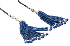 Sapphire and Diamond Tassel Necklace on Silk