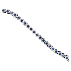 Sapphire and Diamond Tennis Line Bracelet, 18 Karat White Gold