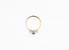 Sapphire and Diamond Three-Stone 18 Carat Gold and Platinum Engagement Ring