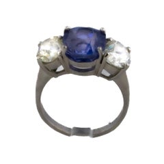Sapphire and Diamond Three Stone Ring
