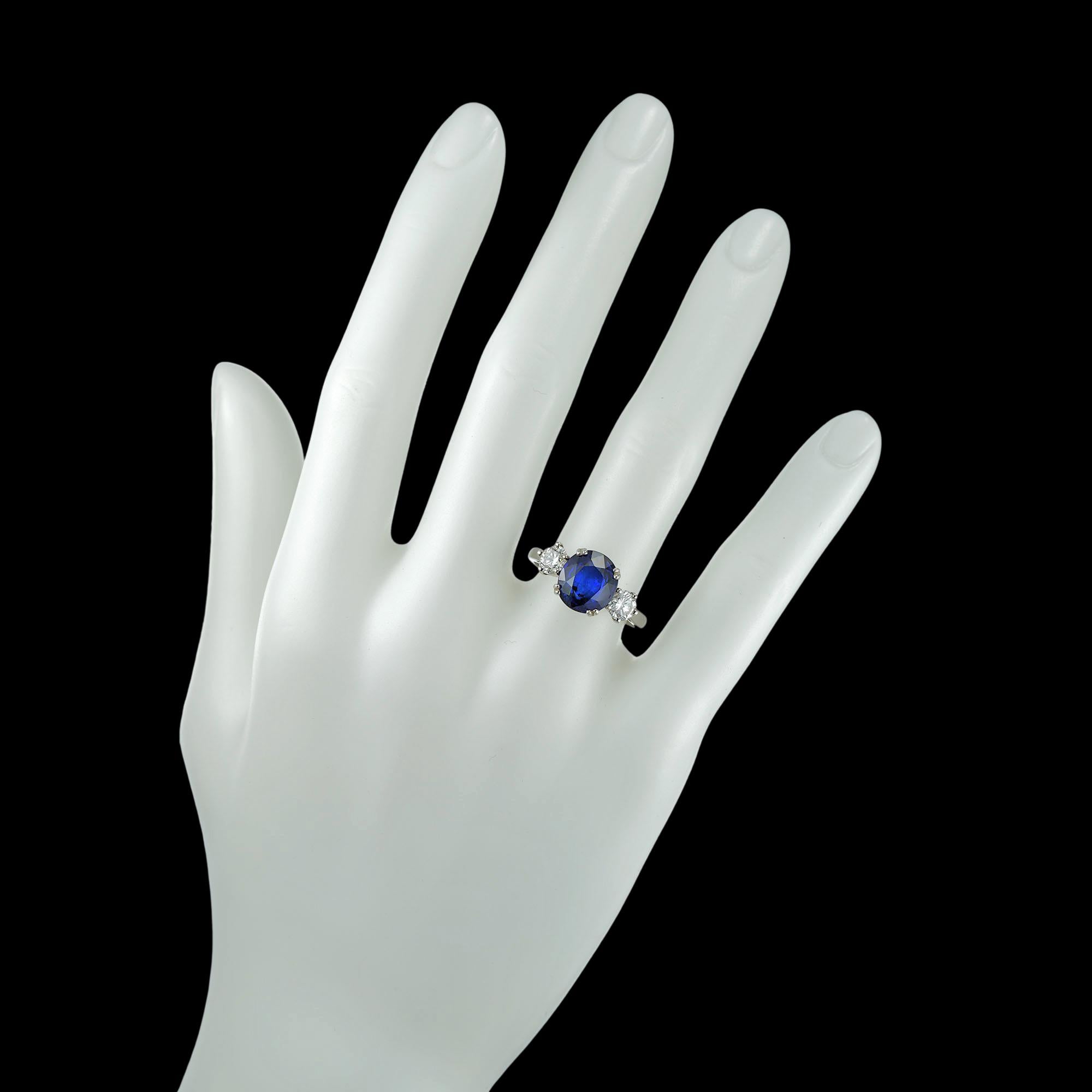 Women's or Men's Sapphire and Diamond Three-Stone Ring