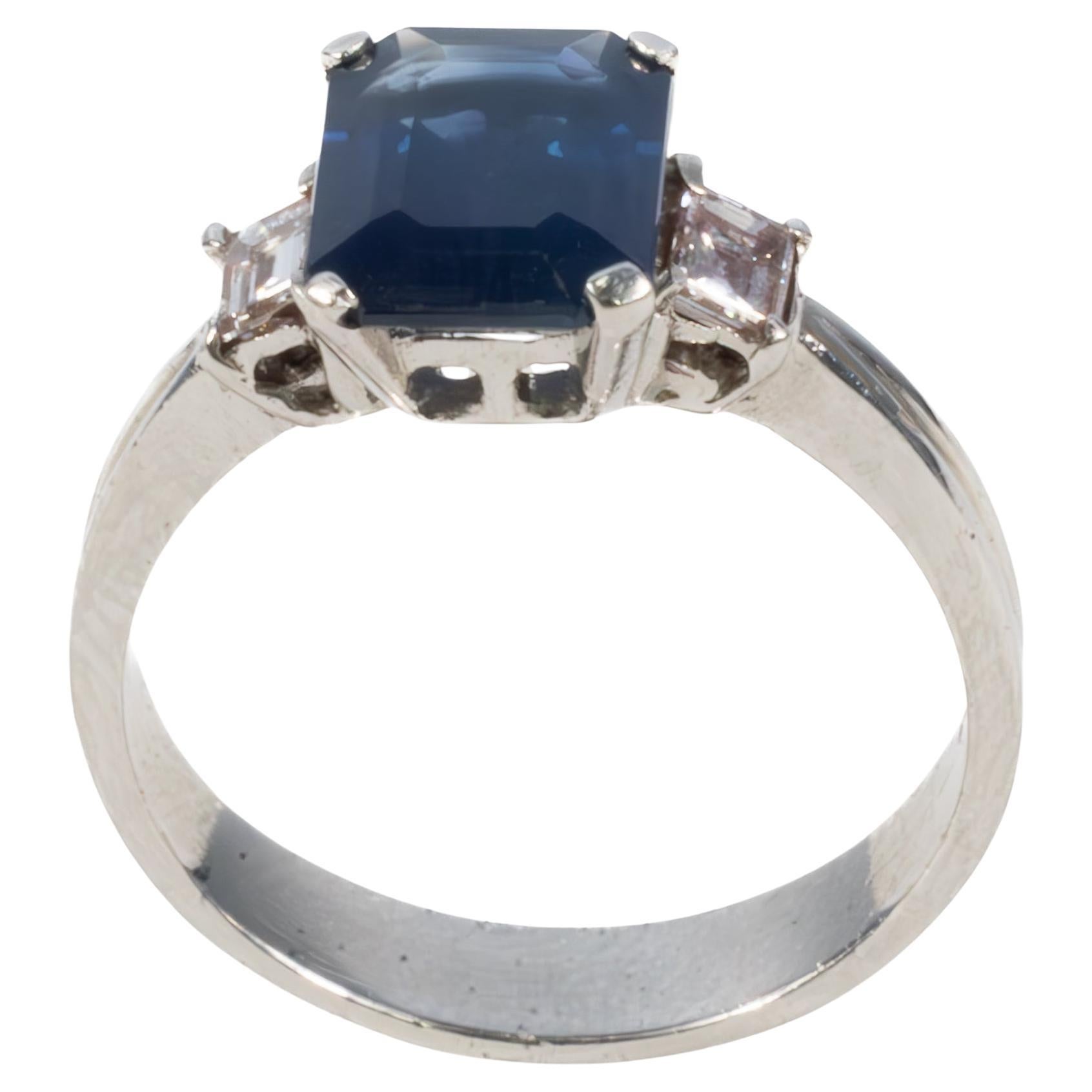 Sapphire and Diamond Three-Stone Ring