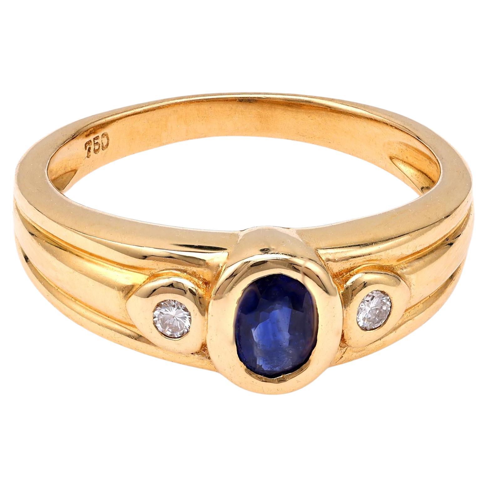 Sapphire and Diamond Three-Stone Ring