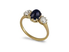 Sapphire and diamond three stone ring, of European royal provenance, circa 1890.
